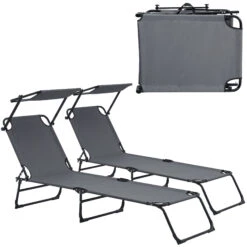Sonnenliege Lomeda 2er Set In Grau (L)187cm (B)53cm (H)27cm