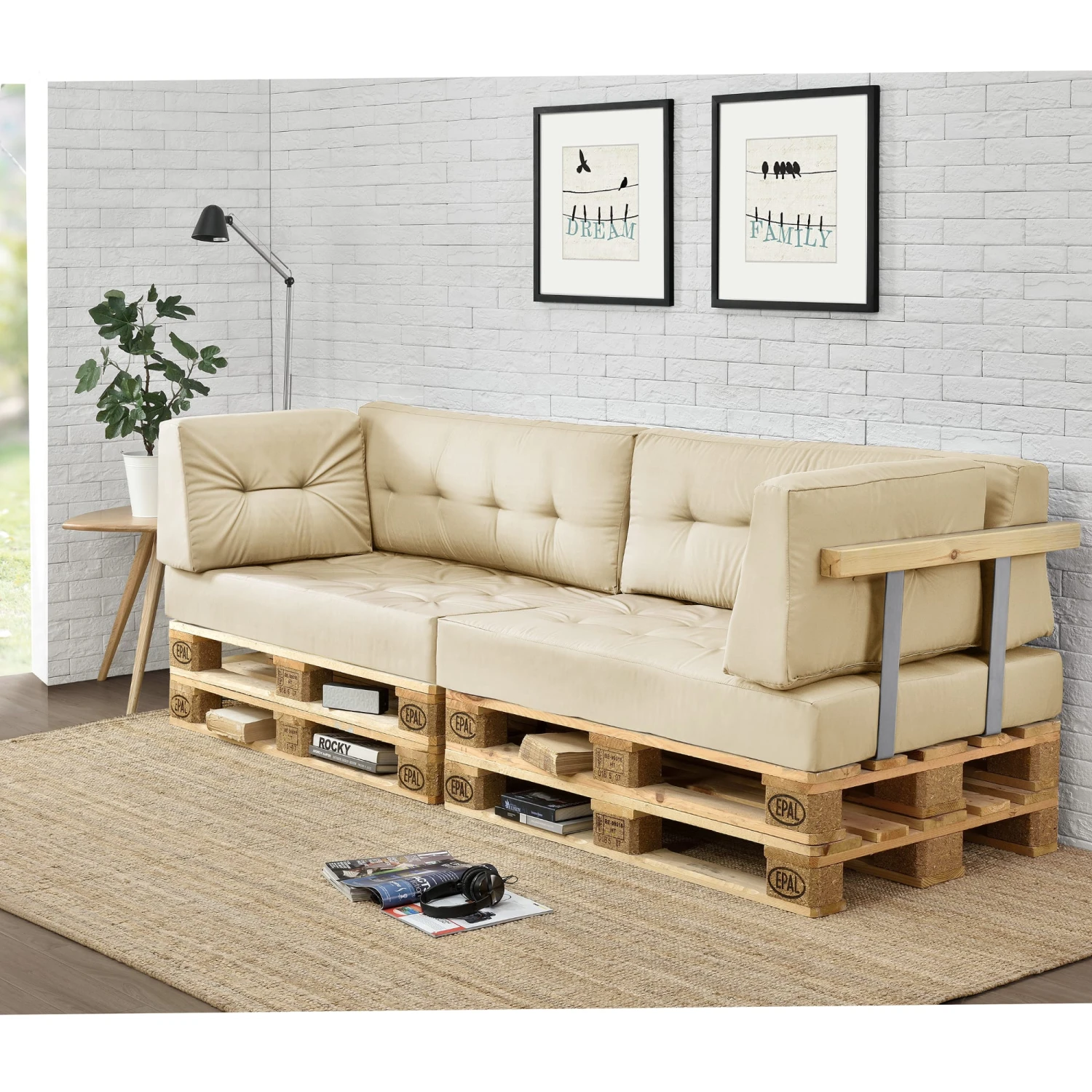 Palettenkissen In Beige (L)120cm (H)80cm (B)15cm 8 Palettenkissen In Beige (L)120cm (H)80cm (B)15cm – Bild 6