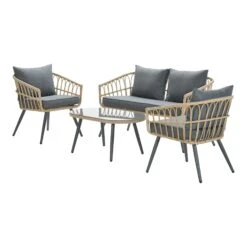 Gartenmöbel Sitzgruppe Set FRANKLIN In Farbe Grau