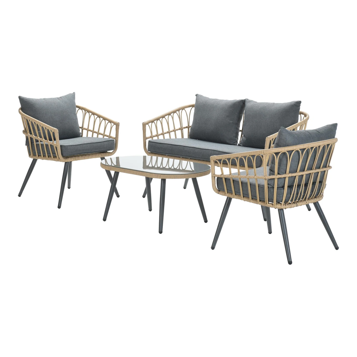 Gartenmöbel Sitzgruppe Set FRANKLIN In Farbe Grau 3 Gartenmöbel Sitzgruppe Set FRANKLIN In Farbe Grau