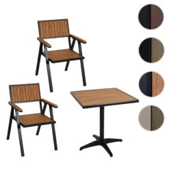2er-Set Gartenstuhl+Gartentisch J95, Schwarz, Teak -Gartenmöbel Angebote mcw 2er set gartenstuhl gartentisch j95 schwarz teak 7