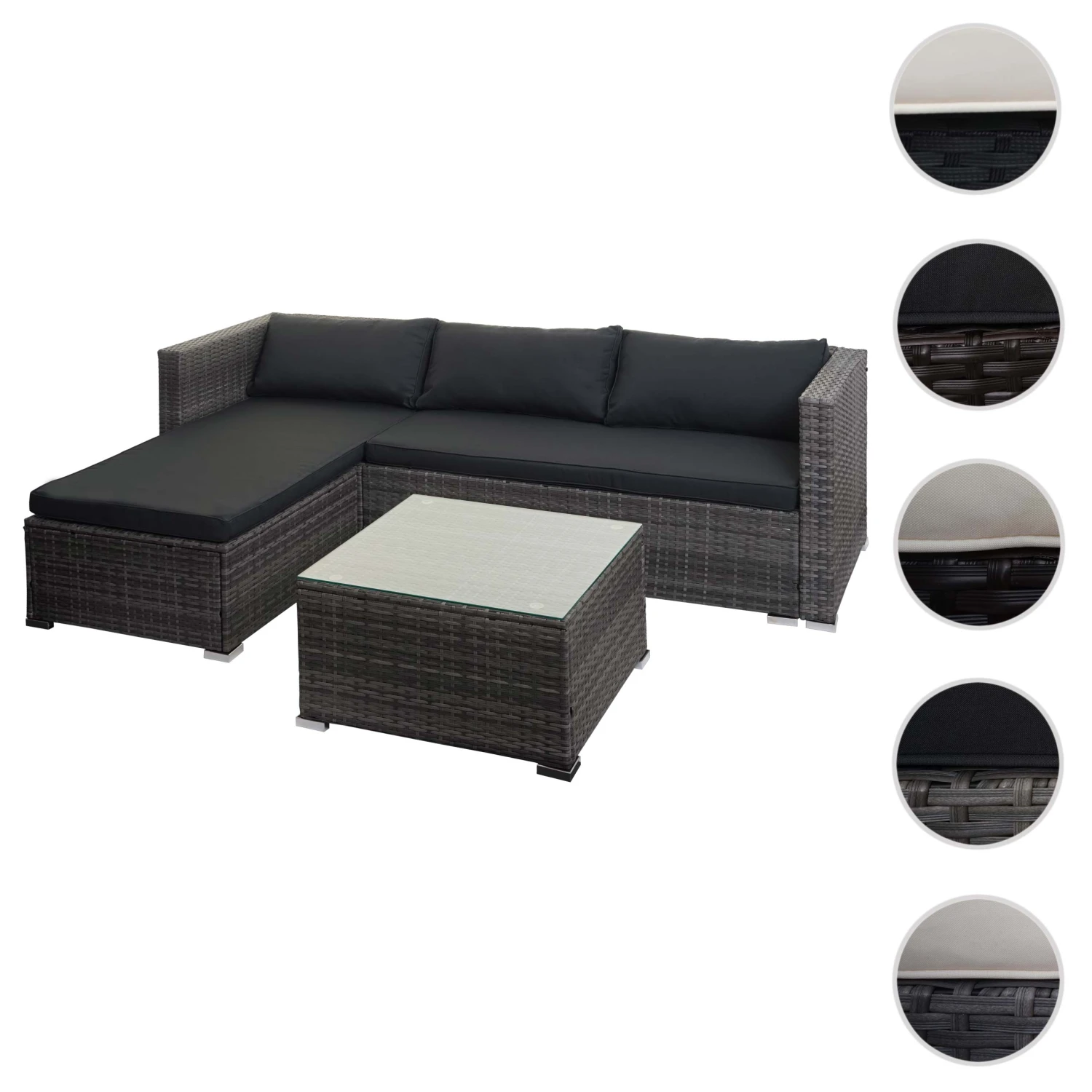 Poly-Rattan Garnitur F57, Grau, Kissen Dunkelgrau Ohne Deko-Kissen 9 Poly-Rattan Garnitur F57, Grau, Kissen Dunkelgrau Ohne Deko-Kissen – Bild 7