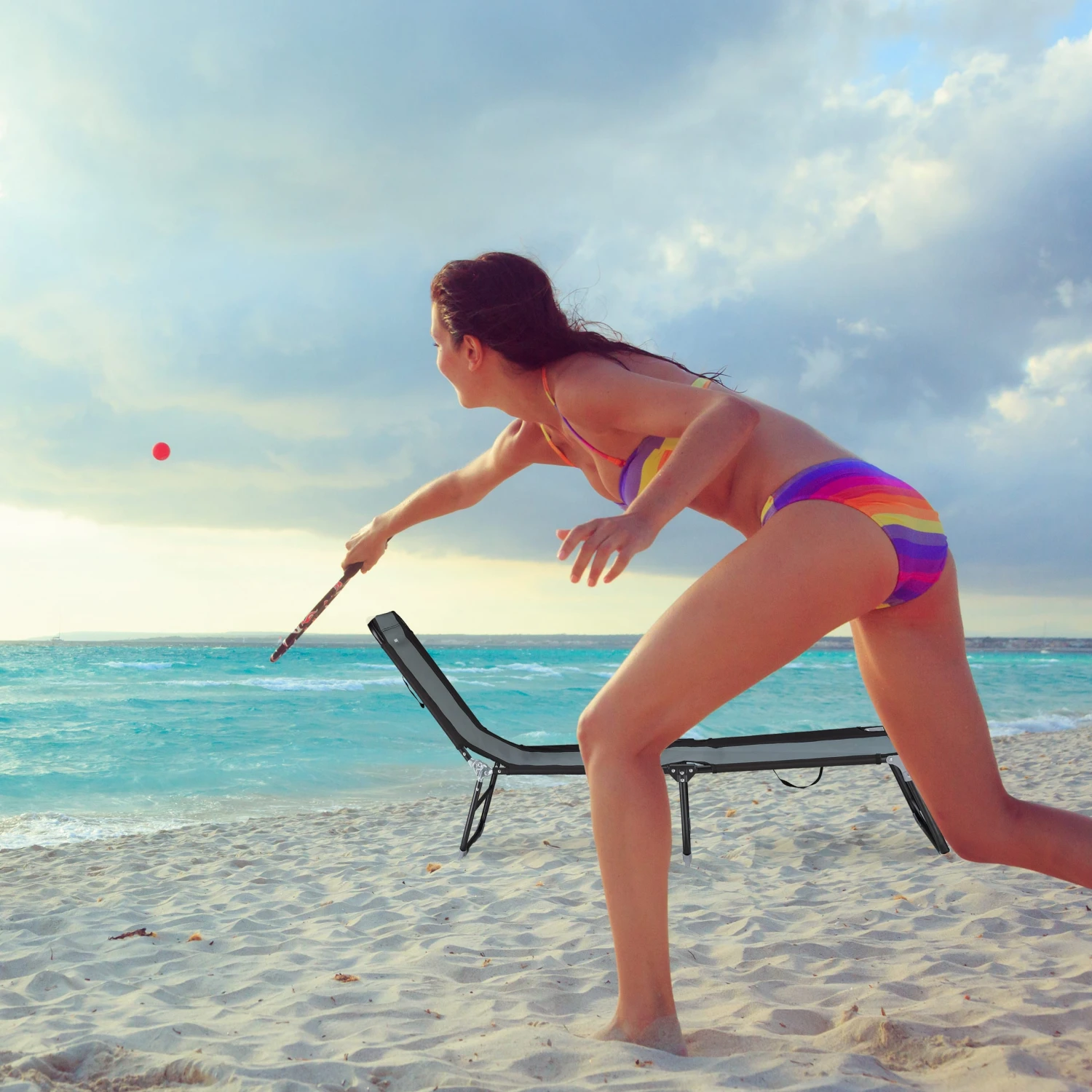 Gartenliege In Schwarz/Grau 4 Gartenliege In Schwarz/Grau – Bild 2