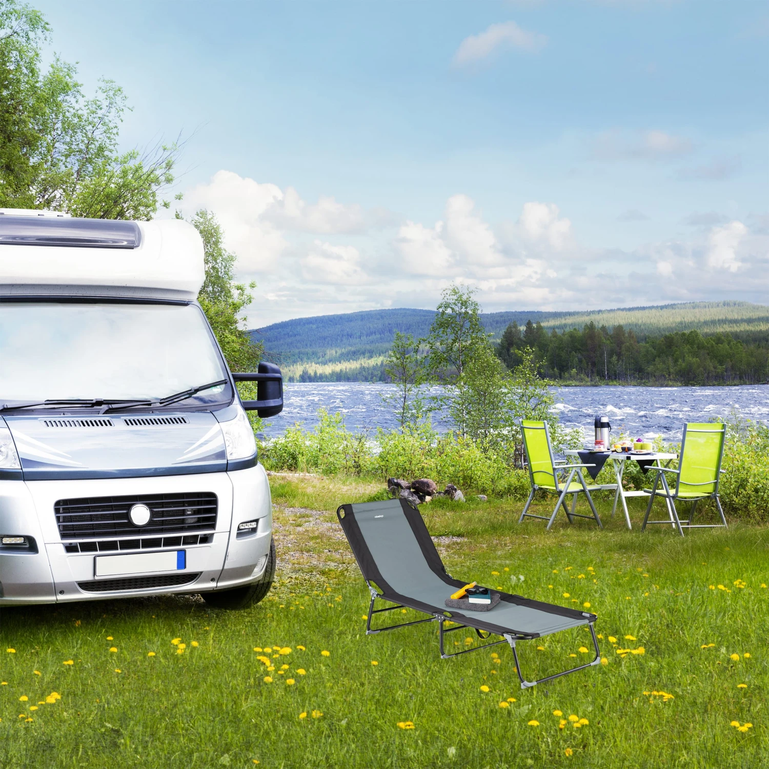 Gartenliege In Schwarz/Grau 5 Gartenliege In Schwarz/Grau – Bild 3