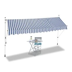 Klemmmarkise In Blau-Gestreift - 400 X 120 Cm