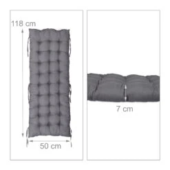 Stuhlkissen In Grau - (B)118 X (H)7 X (T)50 Cm -Gartenmöbel Angebote relaxdays stuhlkissen in grau b 118 x h 7 x t 50 cm 3
