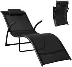 Sonnenliege In Schwarz - (B)60 X (H)69 X (T)173cm